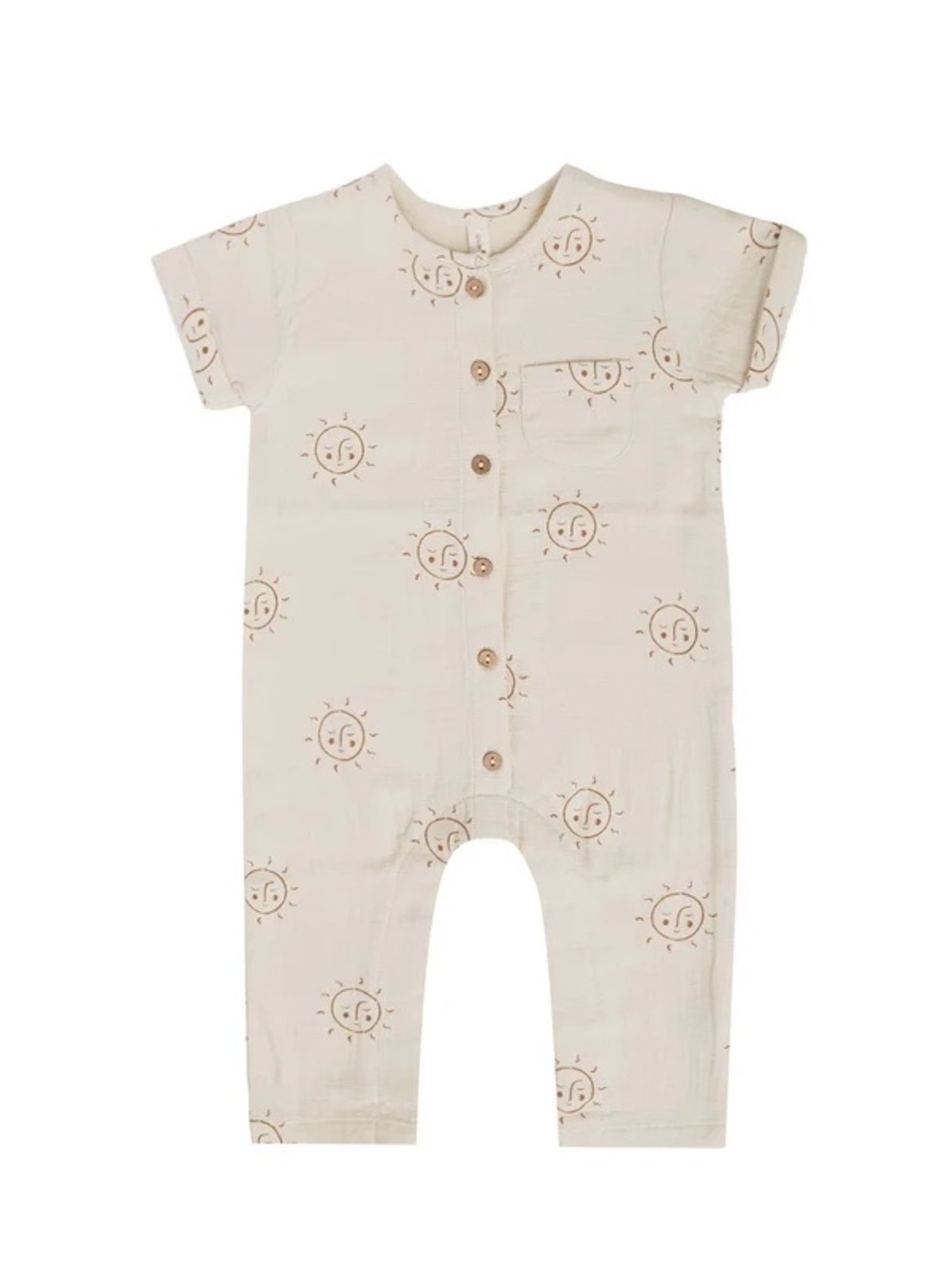 Quincy Mae Suns Cream Sun Print Cotton Muslin Kids Jumpsuit